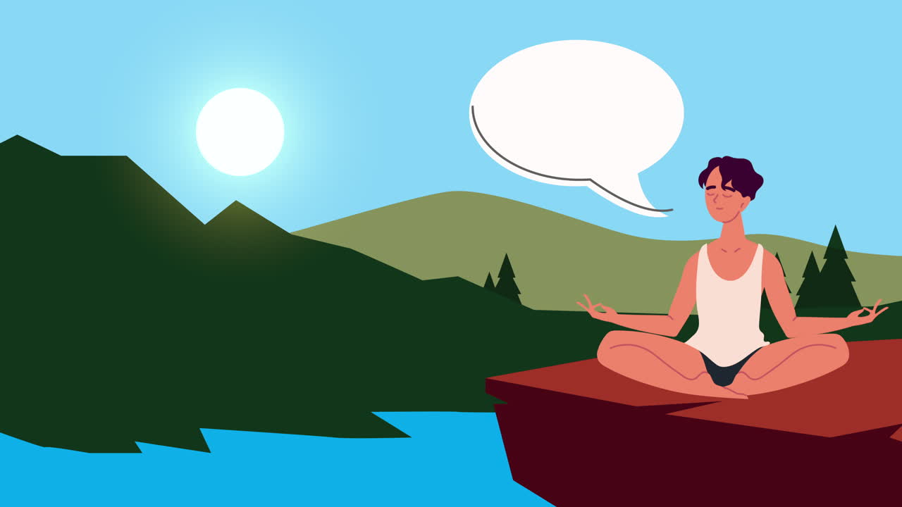 young girl practicing yoga in the lake character