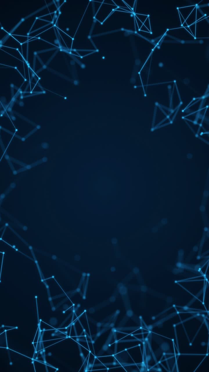 A blue frame of moving dots and lines. Vertical looped video