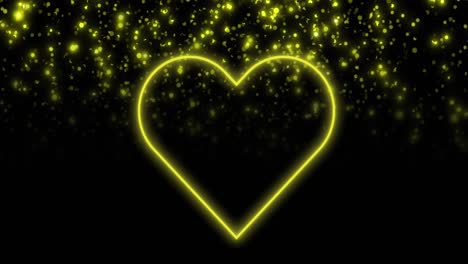 Animation-of-neon-heart-over-flashing-yellow-lights