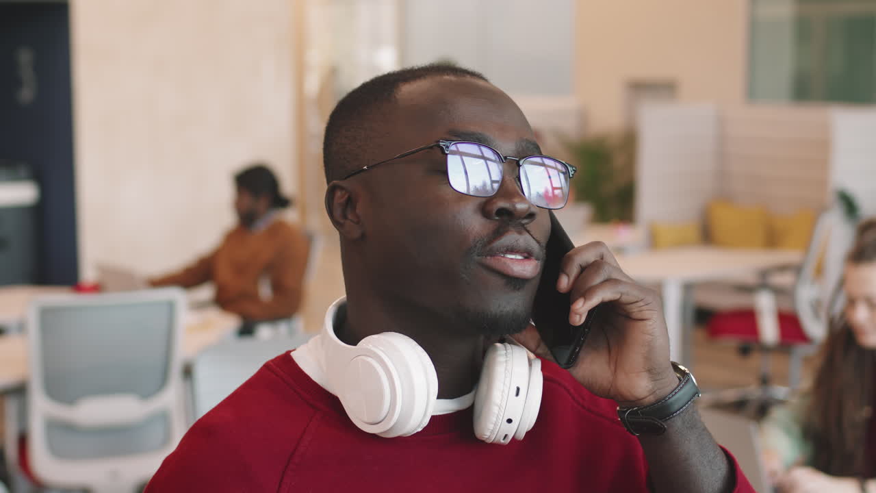 African-American Businessman Talking on Mobile Phone