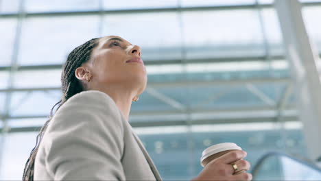 Business-woman,-coffee-and-thinking-in-an-office