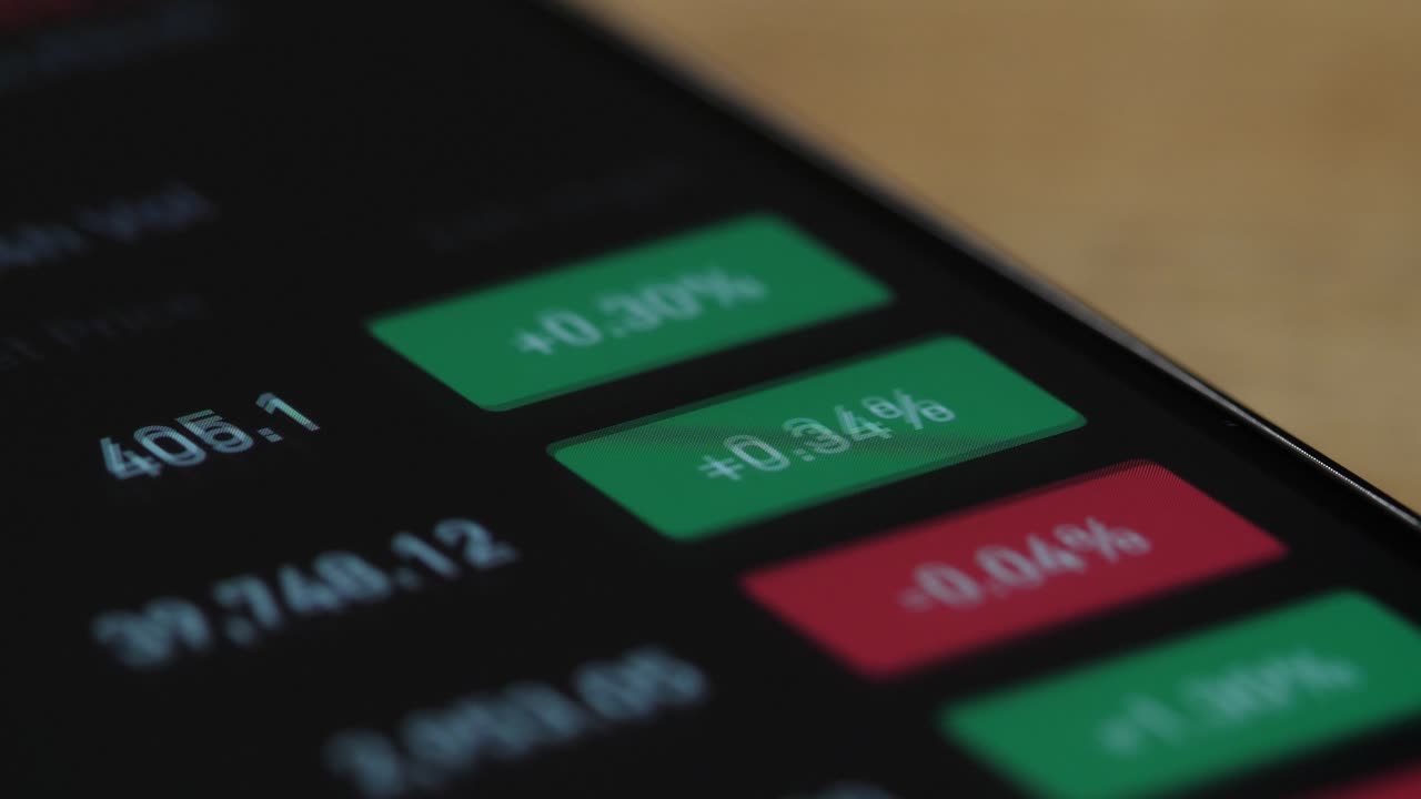 Schermata dell'app del mercato azionario su smartphone