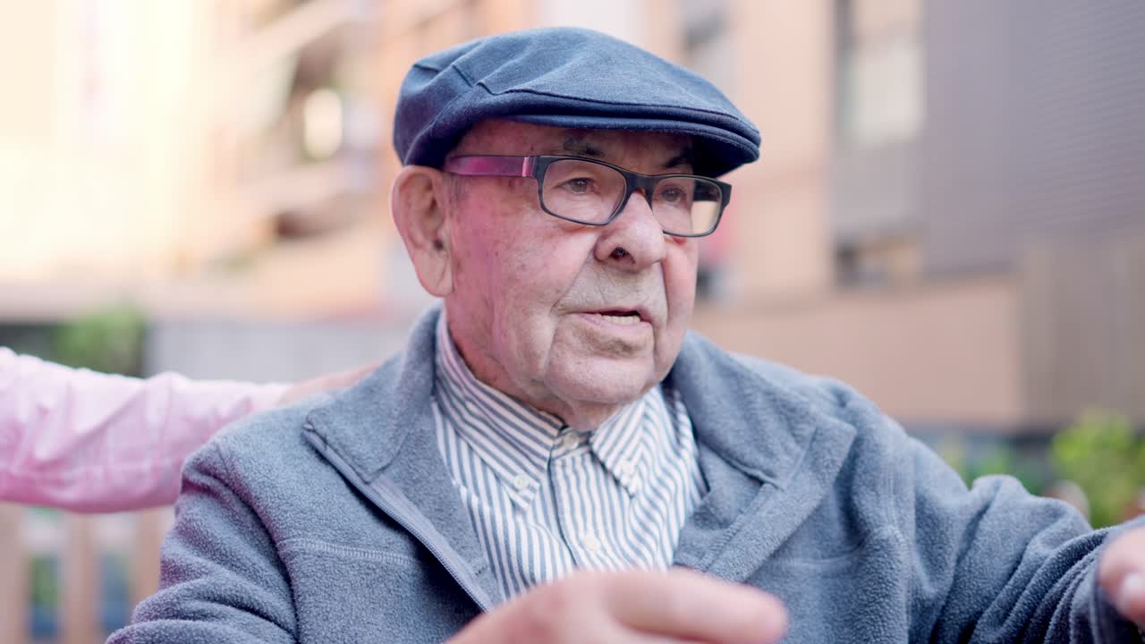 Portrait of an elderly man with support