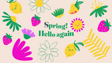 spring hello again cute illustration