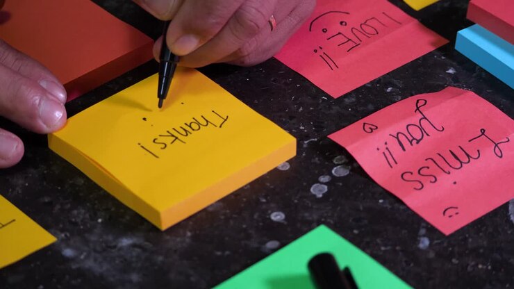 Nota manuscrita de agradecimiento con recordatorio Post-it, mensaje corto