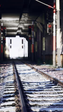 railroad tracks in the city