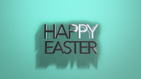 shimmering greeting card happy easter in raised metallic letters on teal