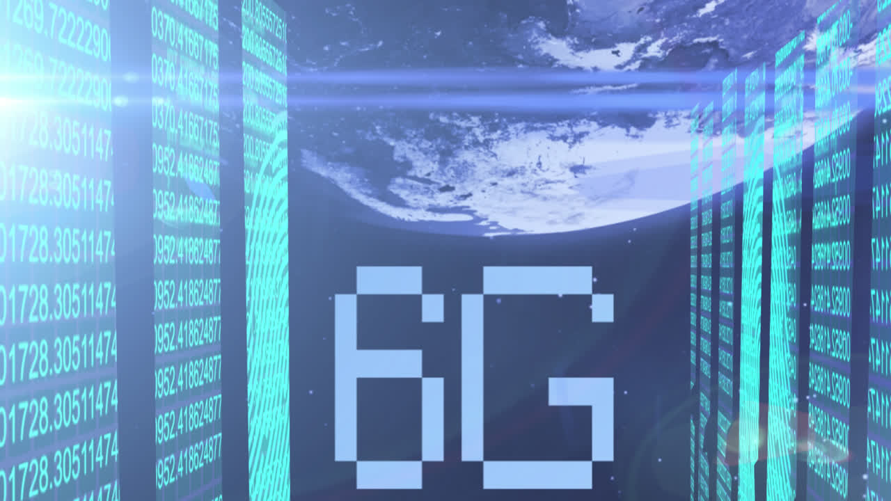 Animation of 6g text over globe