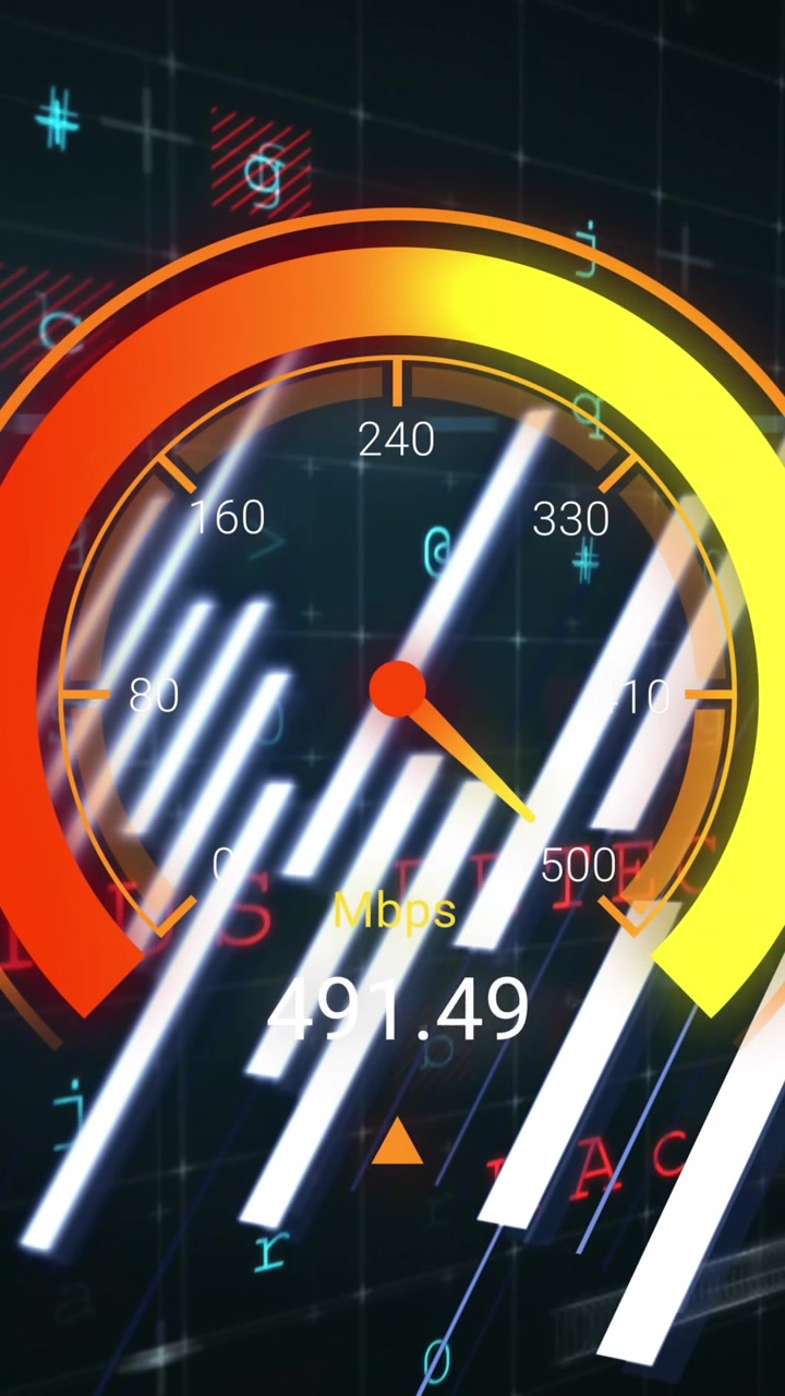 Animation of data processing over speedometer