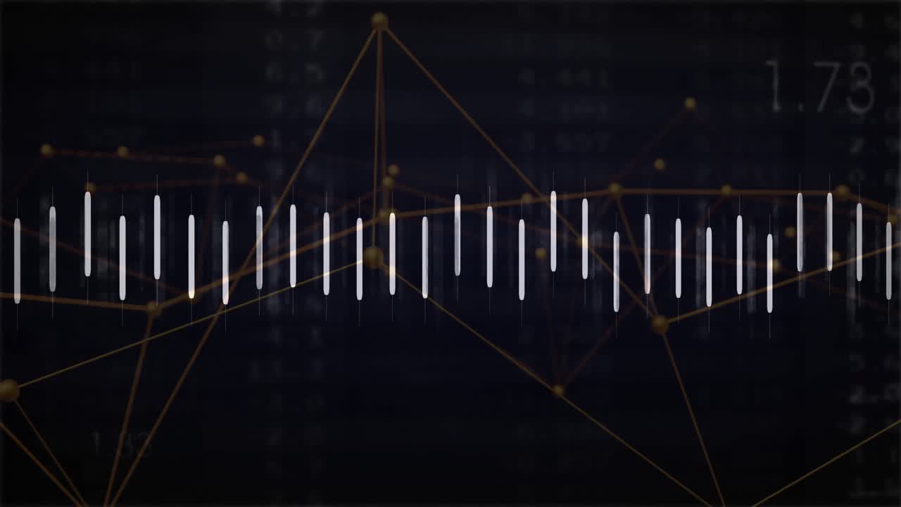 On dashboard load, white bars pulsing, line graph weaving over dark grid to highlight data trends