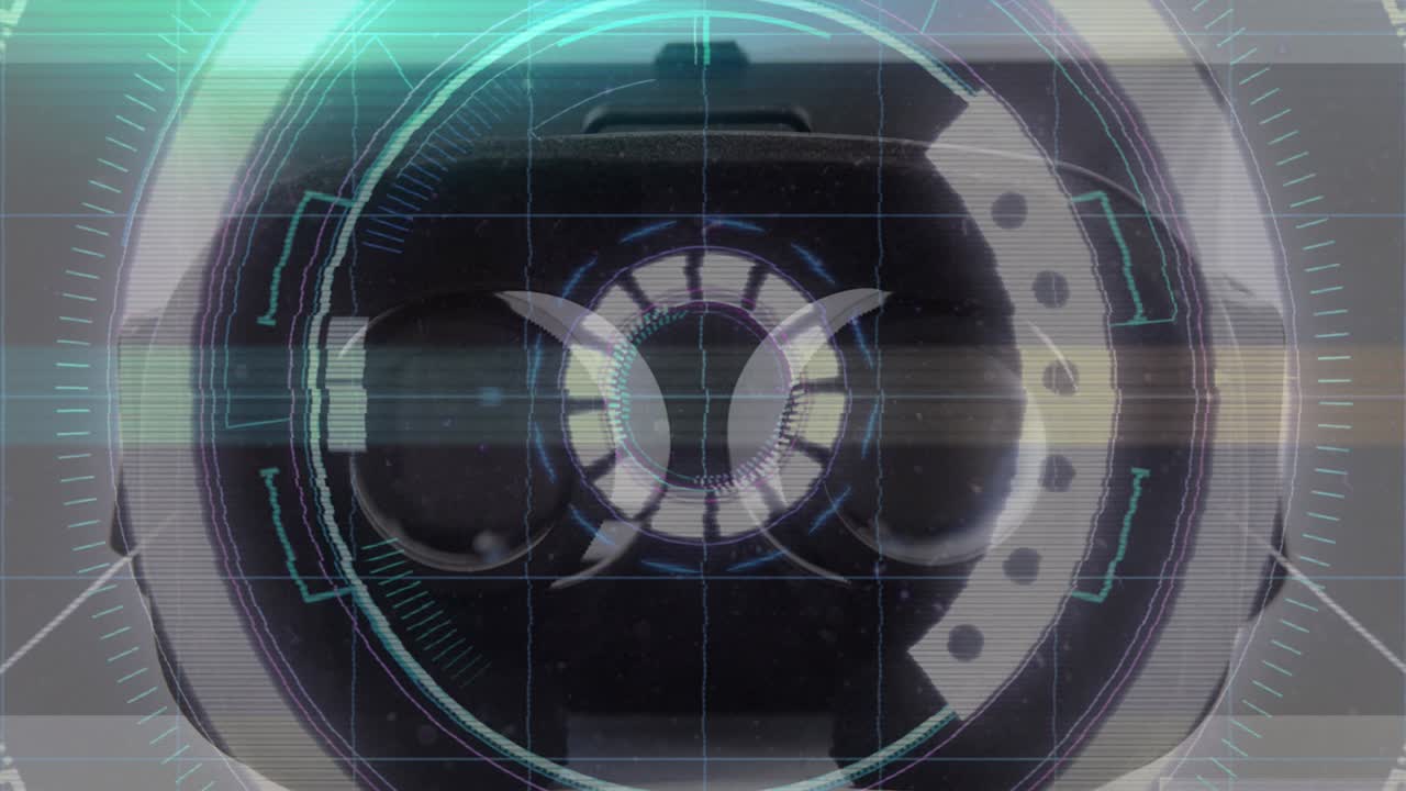 animación del escaneo del alcance y el procesamiento de datos a través del auricular vr