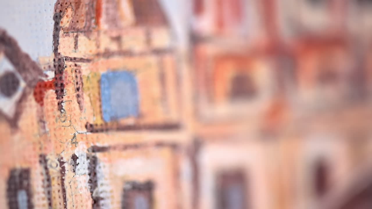 Close up of a painting of St. Peter's Basilica in Rome, Italy