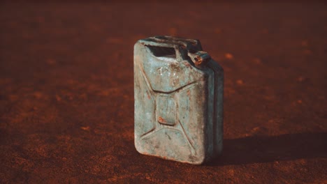 old rusty fuel canister in the desert