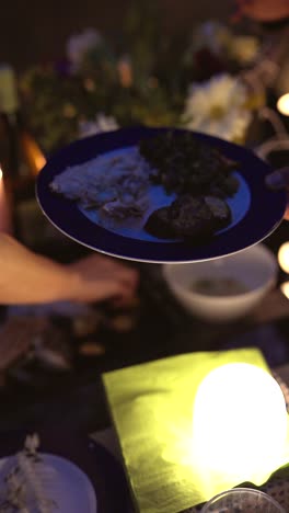 outdoor dinner party at night