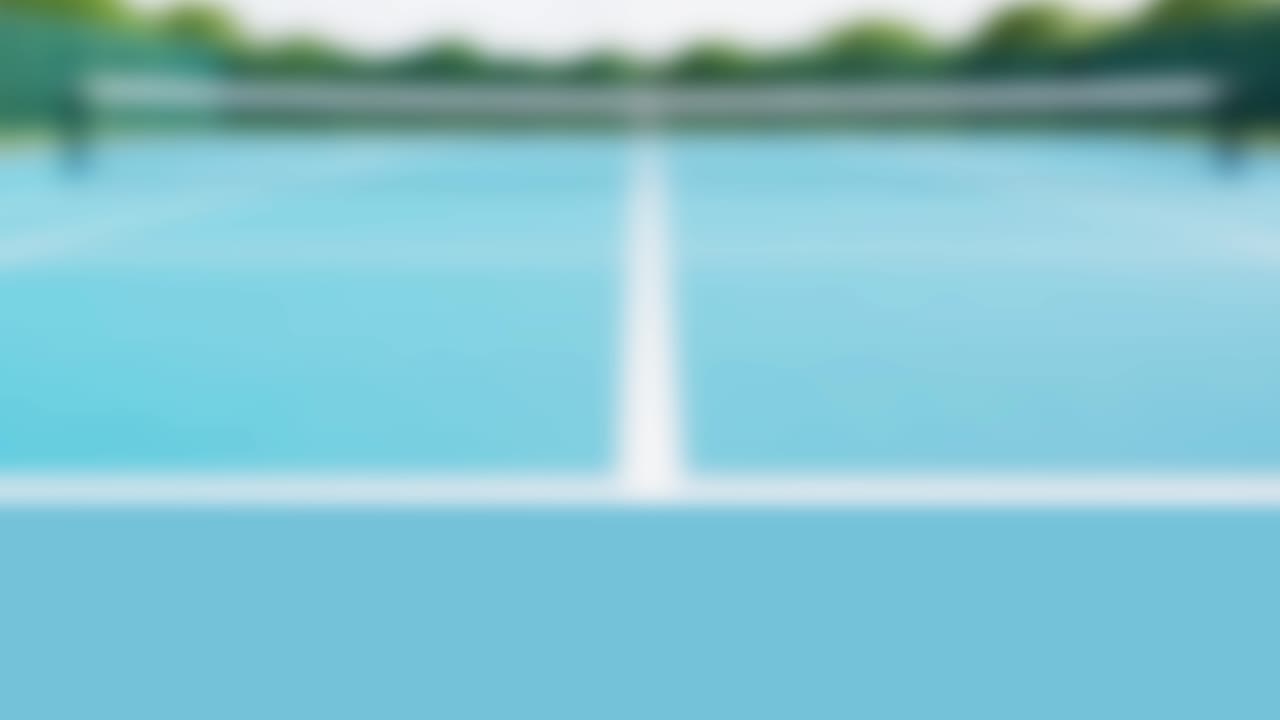 A tennis ball moves across a blurred court, emphasizing speed and motion with vibrant colors and smooth transitions