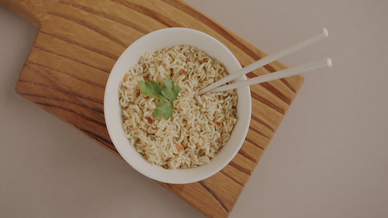 Instant Noodles with Chopsticks