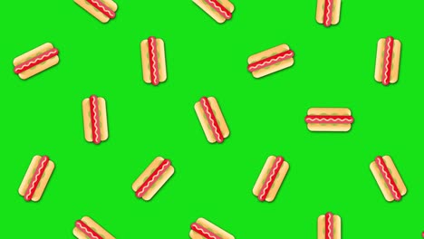 hot dog pattern on green background