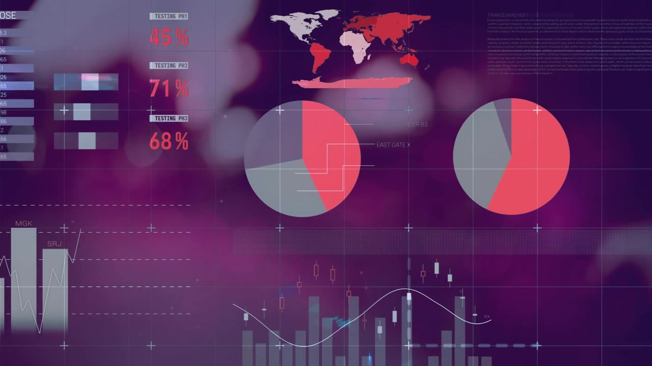 Animation of statistics and data processing on heart icons