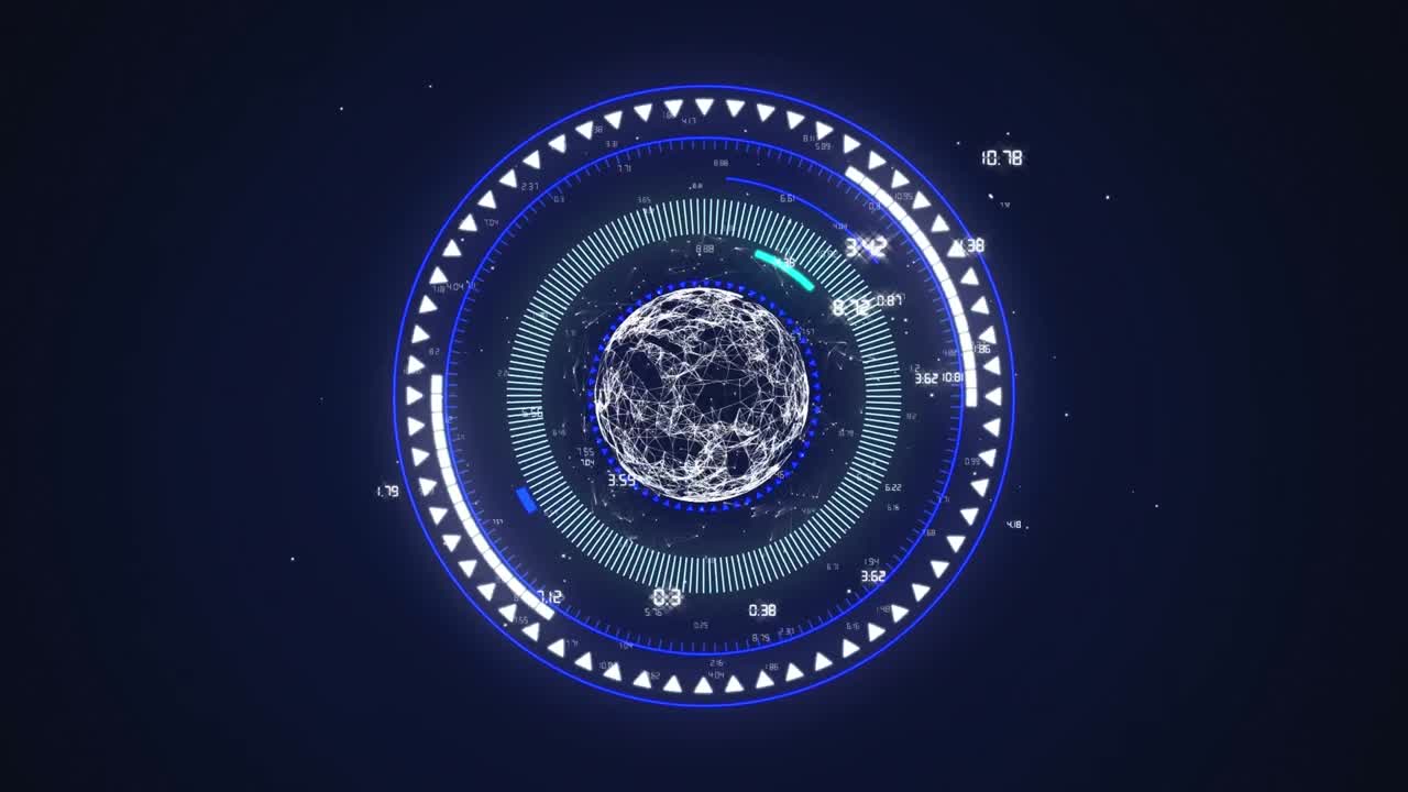 Animation of scope scanning and data processing with globe