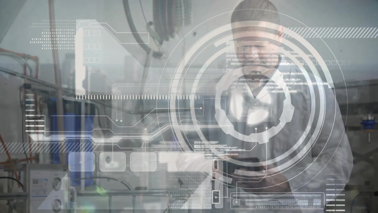 Animation of caucasian male doctor over data processing