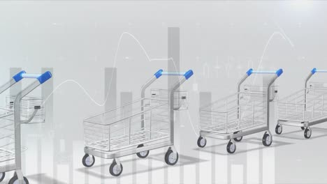 animation of financial data processing over e shopping carts