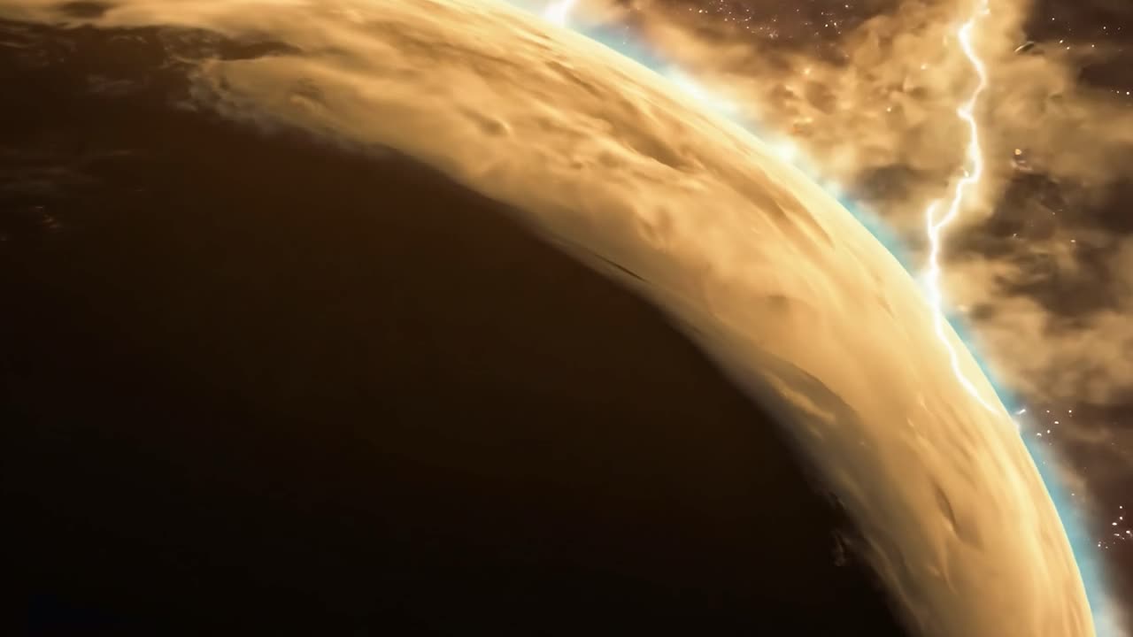 우주 에서 빛나는 행성 의 근접적 인 모습