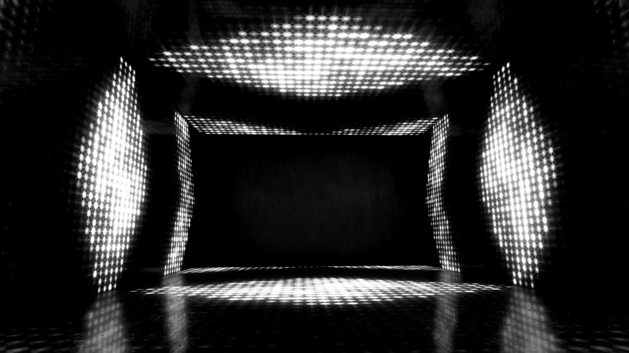 4k luces de neón blancas brillantes en el escenario - video de stock en bucle