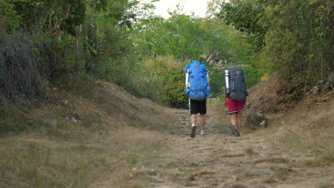 two backpackers hiking along traditional trail camino real barichara to guane