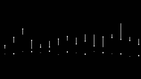 animation of music equalizers, vertical white shape bar lines on black background, pulsating and moving up and down, overlay suitable with alpha blending option