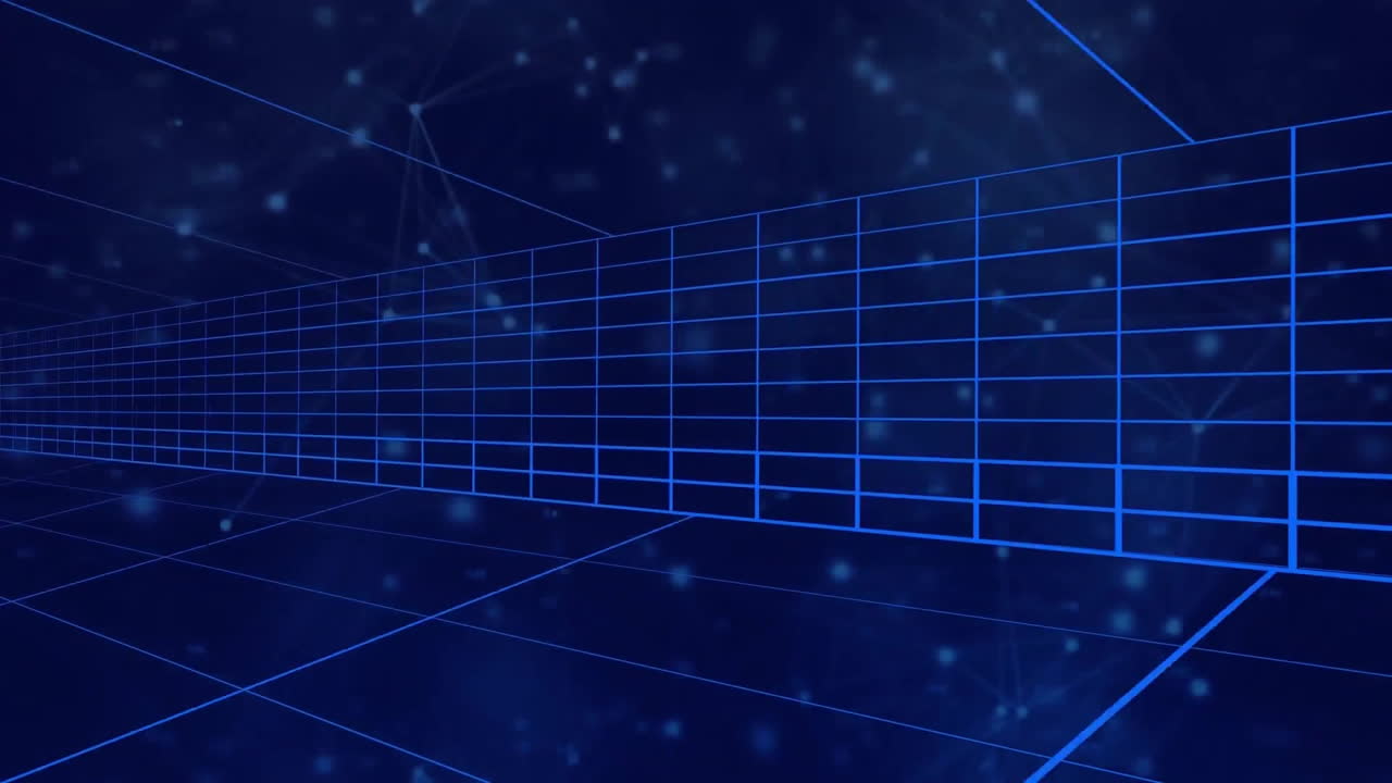 Animation of digital tunnel on blue background