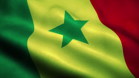 senegal flag waving in the wind. national flag of senegal. sign of senegal seamless loop animation. 4k