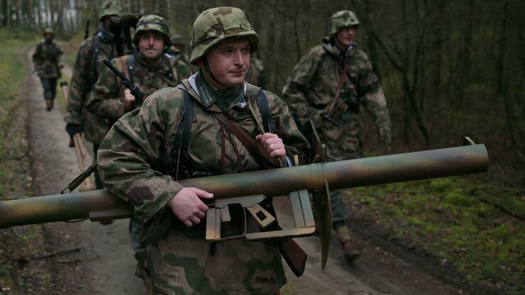 Soldati tedeschi della Seconda Guerra Mondiale in pattuglia