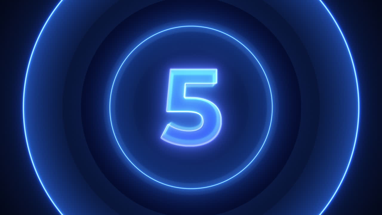 Blue Circle Neon Ten Seconds Countdown Clean Hi Tech