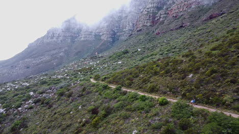 scenic mountain trail with hikers