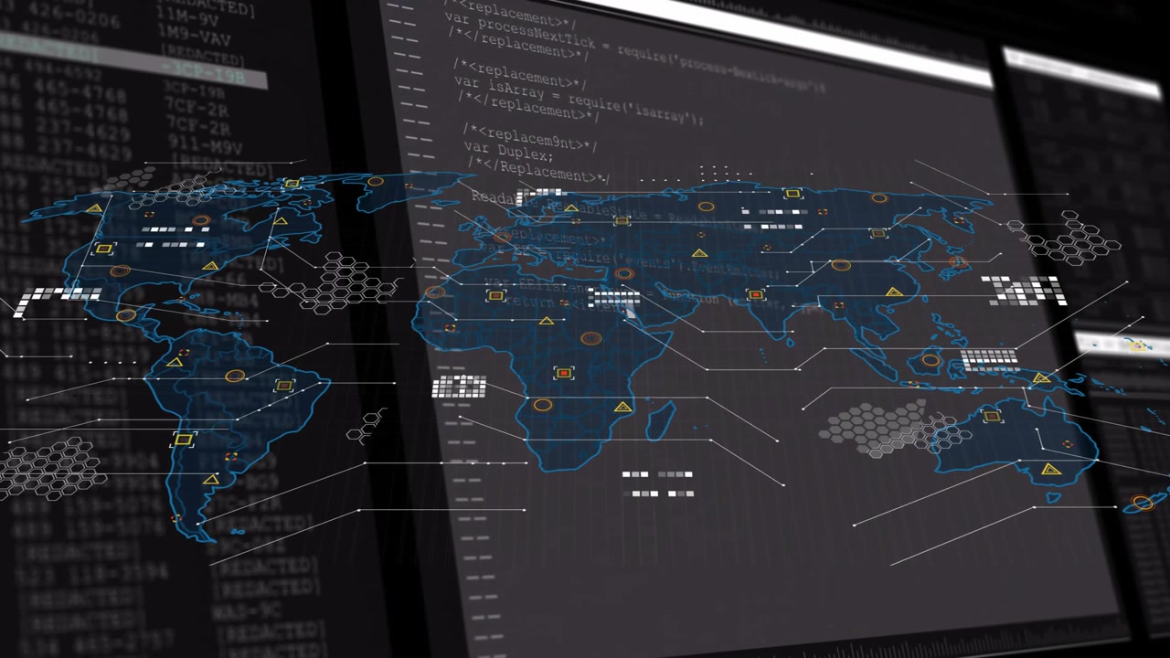 Blinking cursor starting map overlay expanding markers filling lines extending showing live data