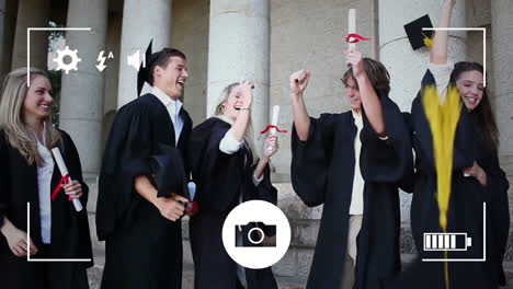 tomar fotos de los estudiantes que se gradúan con una cámara digital