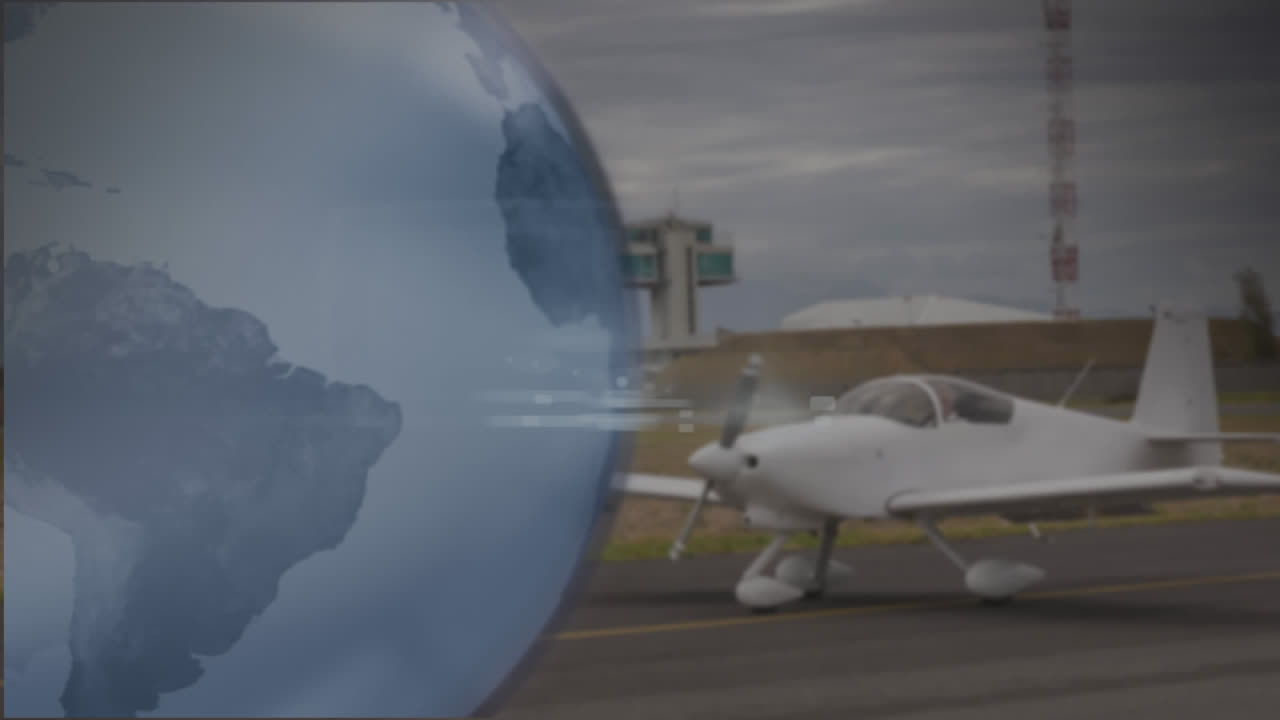 animación de la red de conexiones a través de drones con paquetes sobre la plataforma del aeropuerto