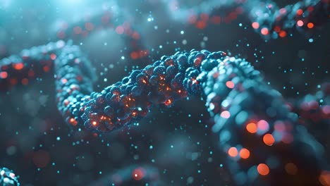 abstract glowing dna helix structure