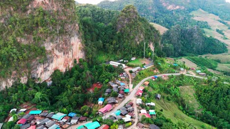 ban jabo northern thailand remote village in the province of mae hong son aerial drone footage mountains landscape