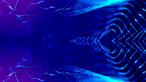 complex blue composition with luminous particles that form wavy structures in the air. 4k 3d looped smooth animation with glow paricles. sci-fi microworld or space background. 11