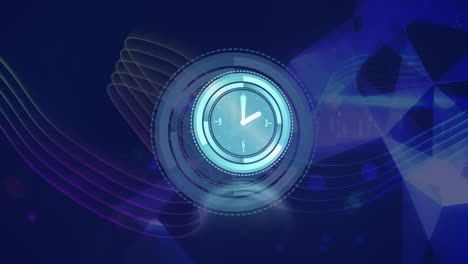 animación de reloj moviéndose rápidamente a través de redes de conexiones