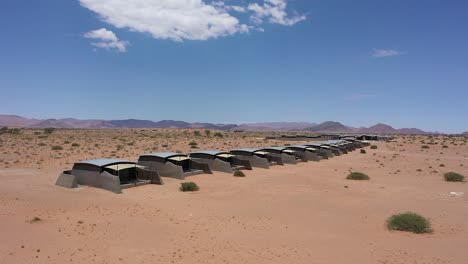 aerial view of some lodges near sossusvlei in namibian desert