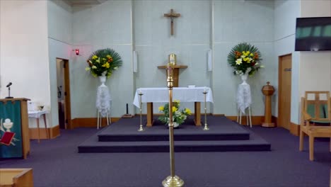 shot of religious chapel or funeral home for funeral service