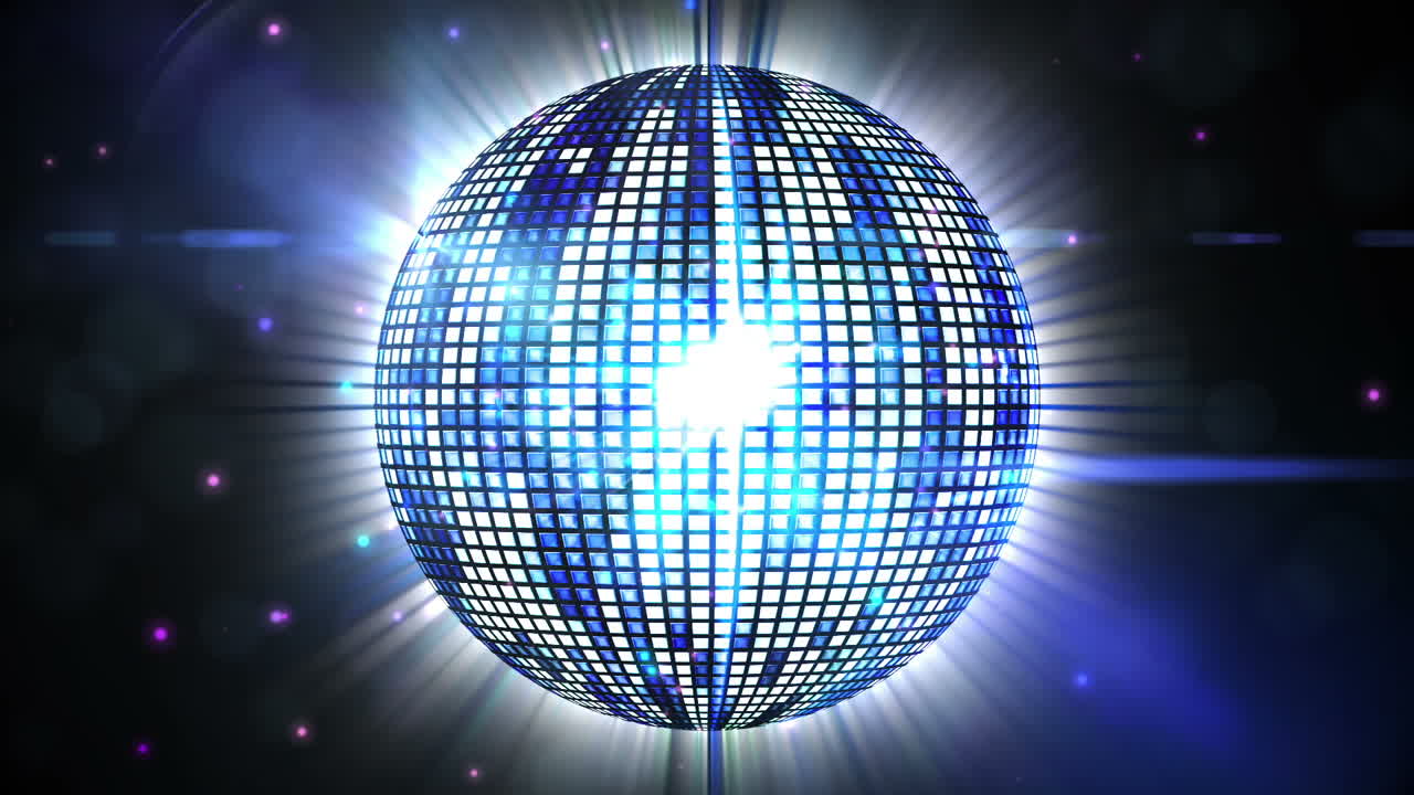 Sfera da discoteca blu lucida che ruota