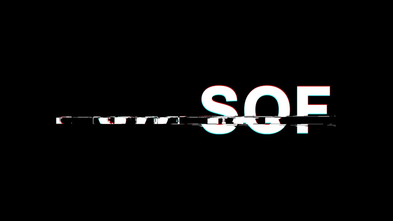 SOFIA Glitch Effect Text Digital TV Distortion 4K Loop Animation