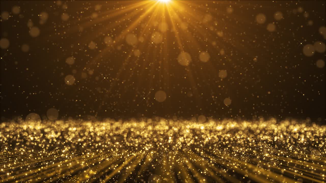 Award party stage golden glitter particle animation stars lights particles luxury light streak