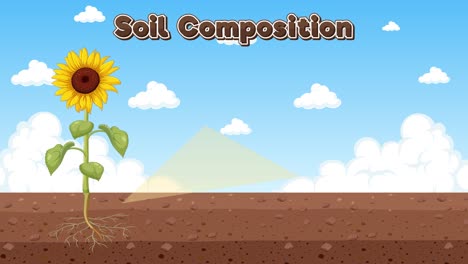 animación educativa sobre las capas del suelo y la salud de las plantas