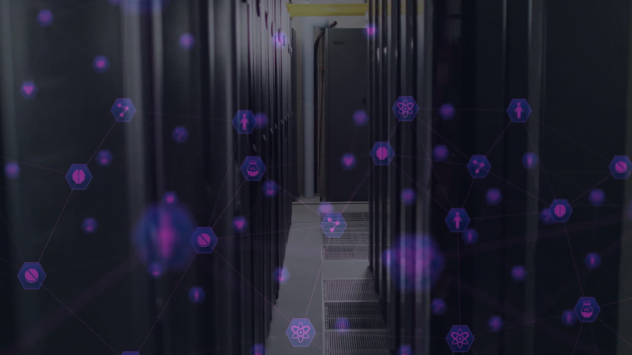 animación de la red de conexiones a través de servidores informáticos