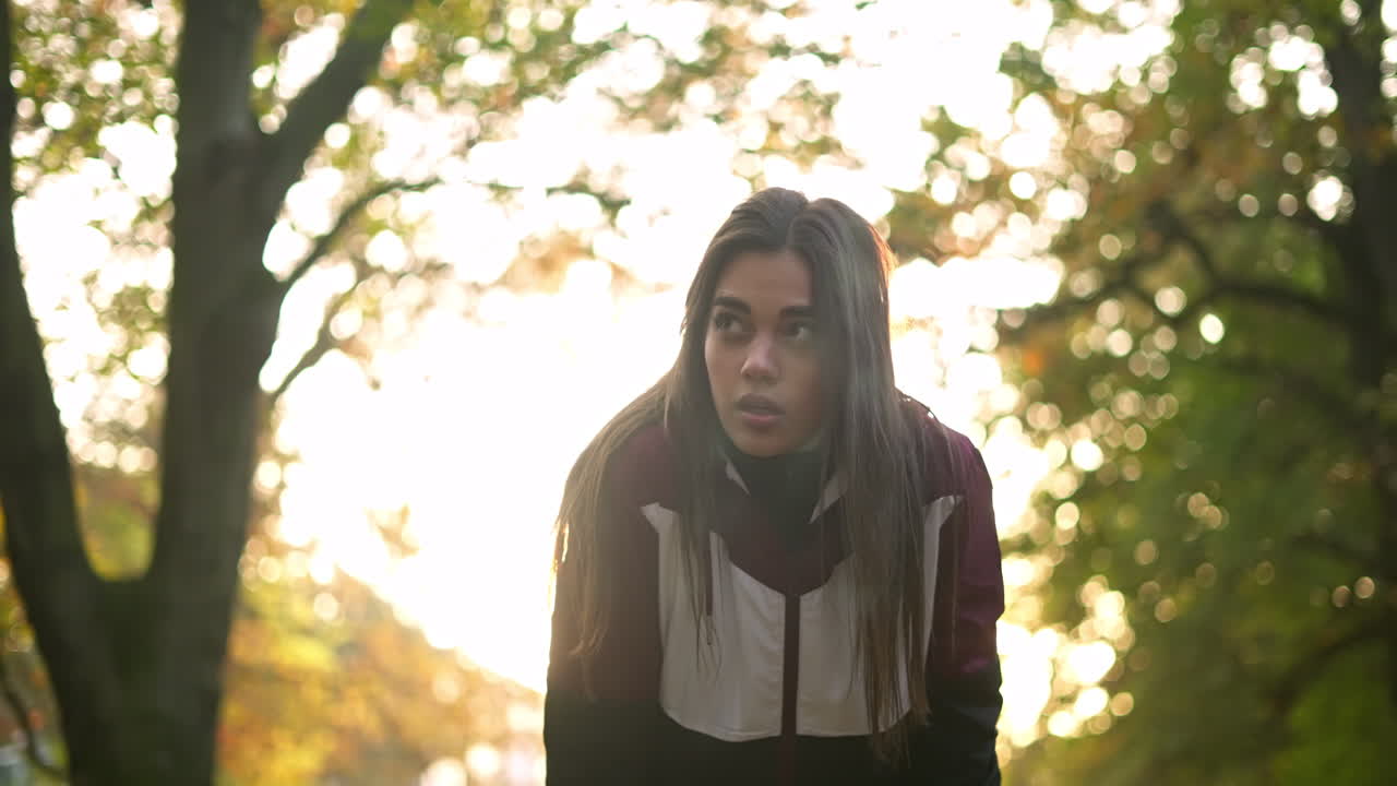 Woman in the forest during autumn