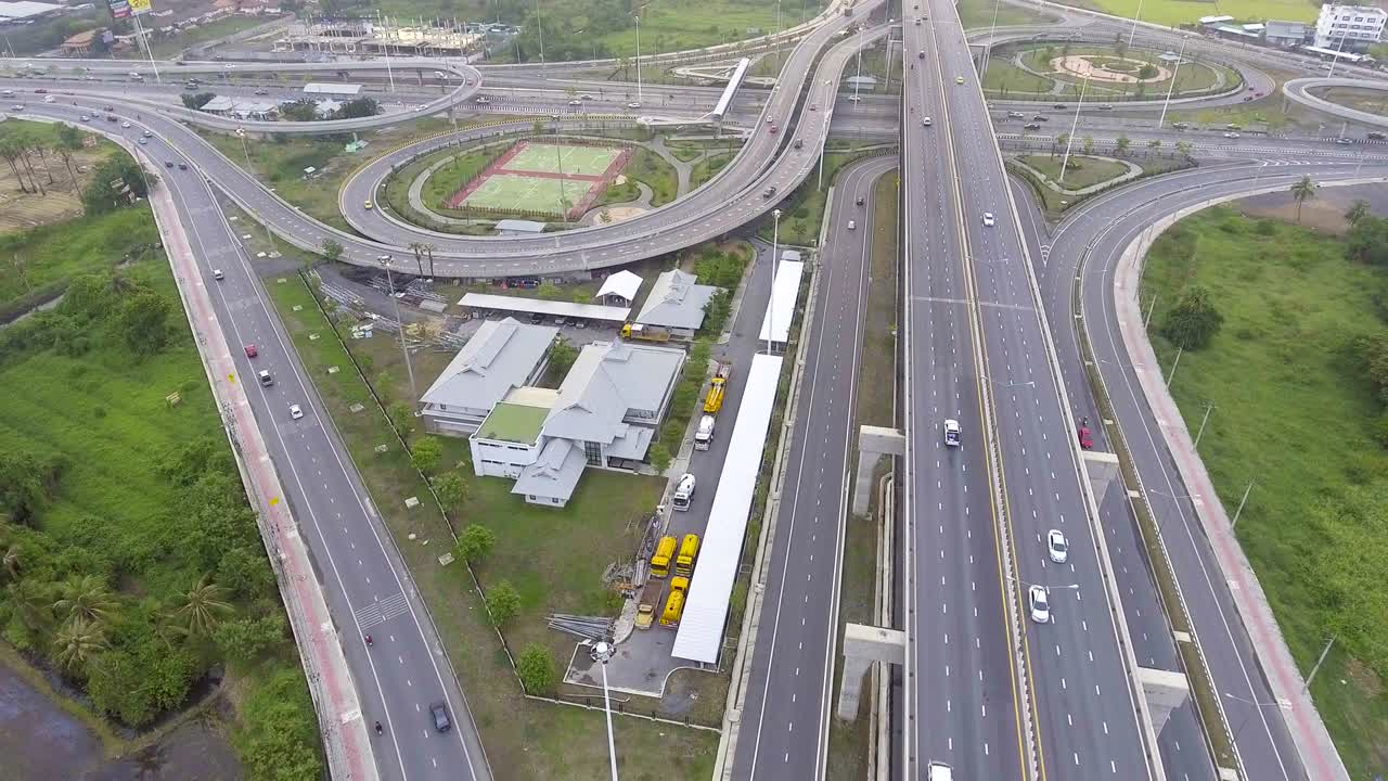 태국 방의 고속도로 교통과 서클, 공중 사진